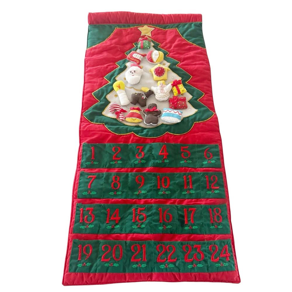 Incomplete Pockets of Learning Advent‎ Calendar Christmas Tree Fabric Vintage